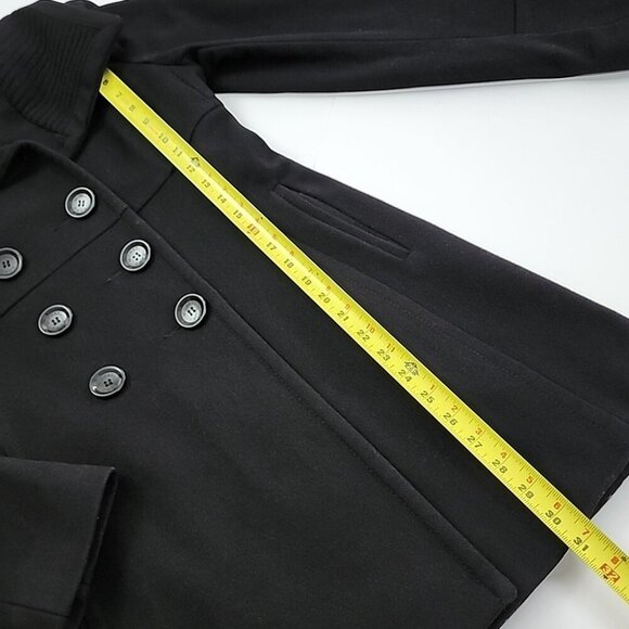 MICHAEL Kors Women's Black Double Breasted Wool Pea Coat Ribbed Collar Size 4 - Picture 11 of 11